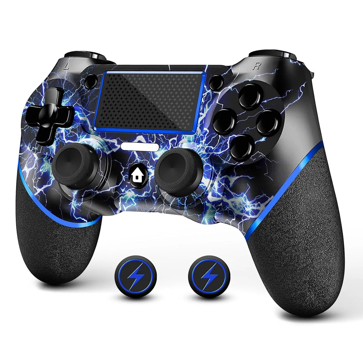 AceGamer Wireless Controller for PS4, Custom Design V2 Gamepad Joystick for PS4 with Non-Slip Grip of Both Sides and 3.5mm Audio Jack! Thumb Caps Included! (Lightning)