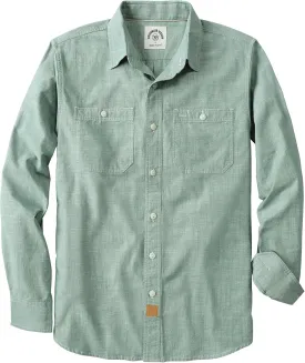 Dubinik? Chambray Shirt Men Long Sleeve Cotton Work Shirts with 2 Pockets Casual Button Down