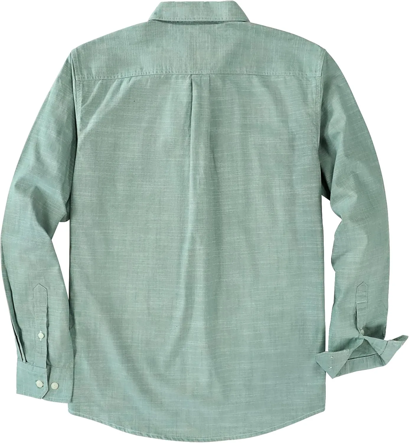 Dubinik? Chambray Shirt Men Long Sleeve Cotton Work Shirts with 2 Pockets Casual Button Down