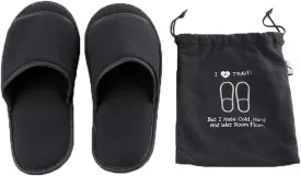 Foldable Portable Slippers Washable Open Toe Towelling Slippers with Storage Bag for Spa Travel Hotel/Home Guest 34-43