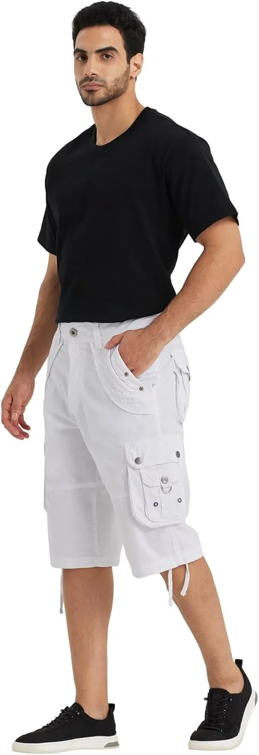 Mens Cargo Shorts with 8 Pockets Long Below Knee Length Relaxed Fit Casual Hiking Work Outdoor
