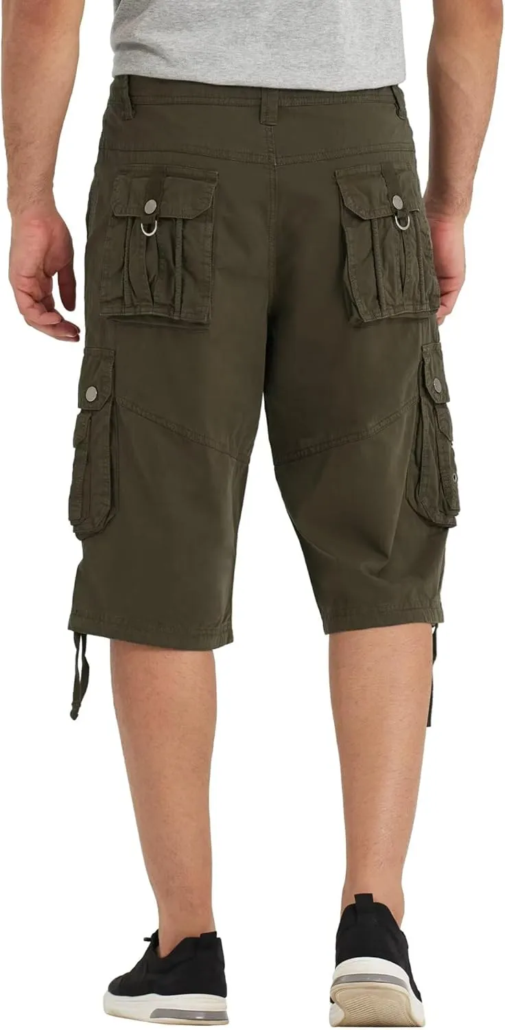 Mens Cargo Shorts with 8 Pockets Long Below Knee Length Relaxed Fit Casual Hiking Work Outdoor