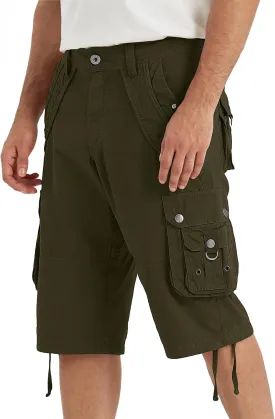 Mens Cargo Shorts with 8 Pockets Long Below Knee Length Relaxed Fit Casual Hiking Work Outdoor