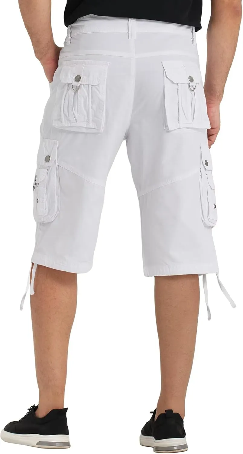 Mens Cargo Shorts with 8 Pockets Long Below Knee Length Relaxed Fit Casual Hiking Work Outdoor