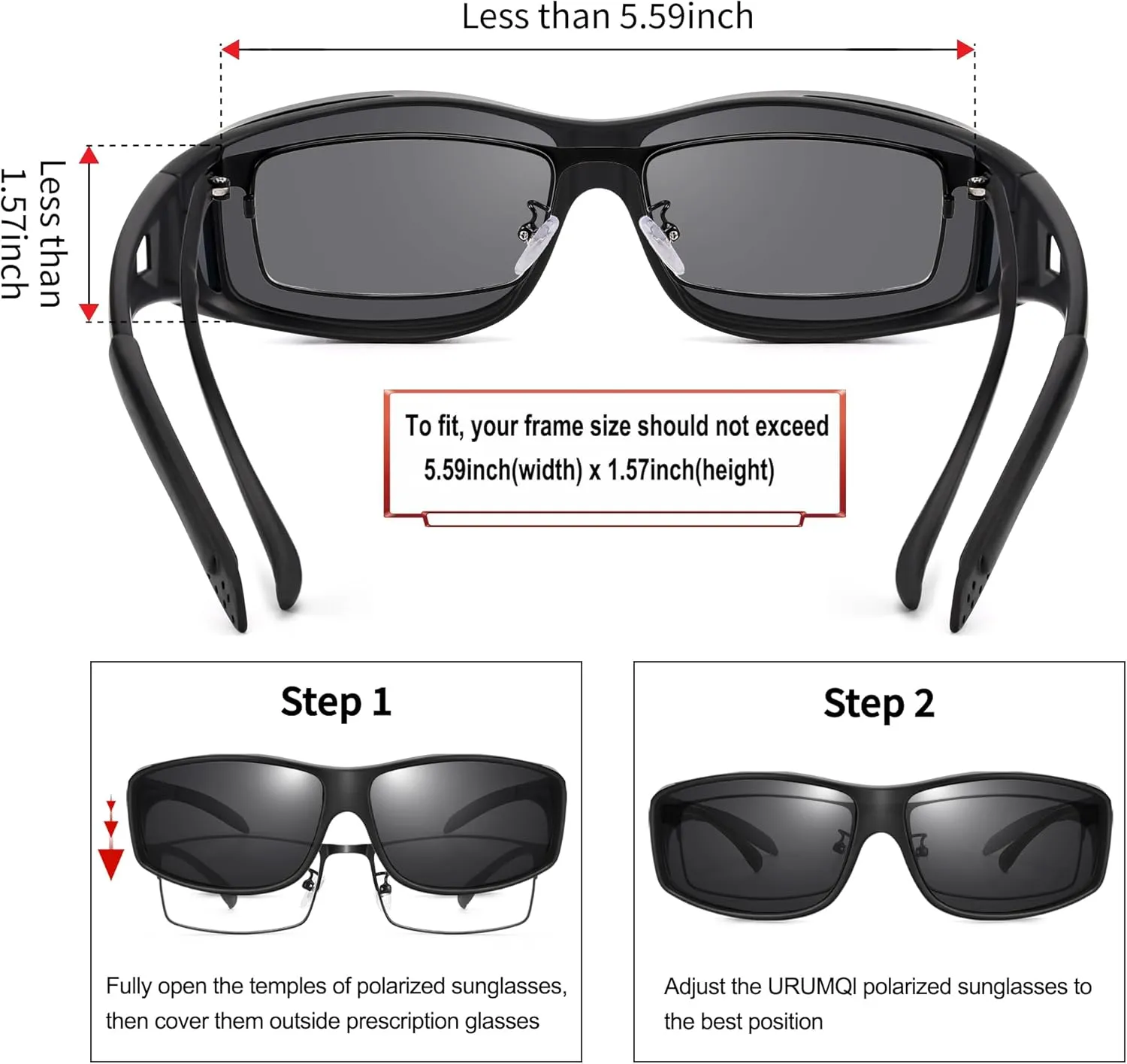 URUMQI Polarized Sunglasses Fit Over Glasses for Men Women, Wrap-around Driving Sunglasses 100% UV Protection