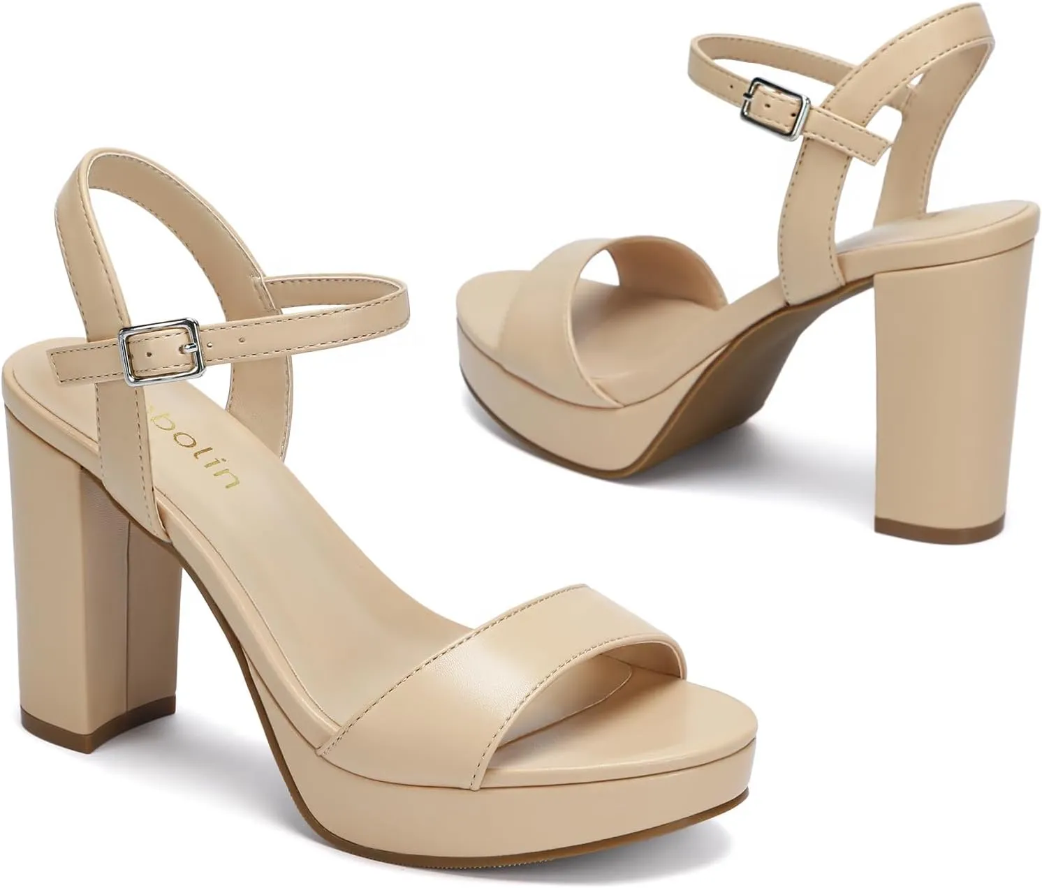 Wide Width Heels for Women Block Chunky Platform High Heels Sandals Open Toe Wedding Party Ankle Strap Dress Shoes