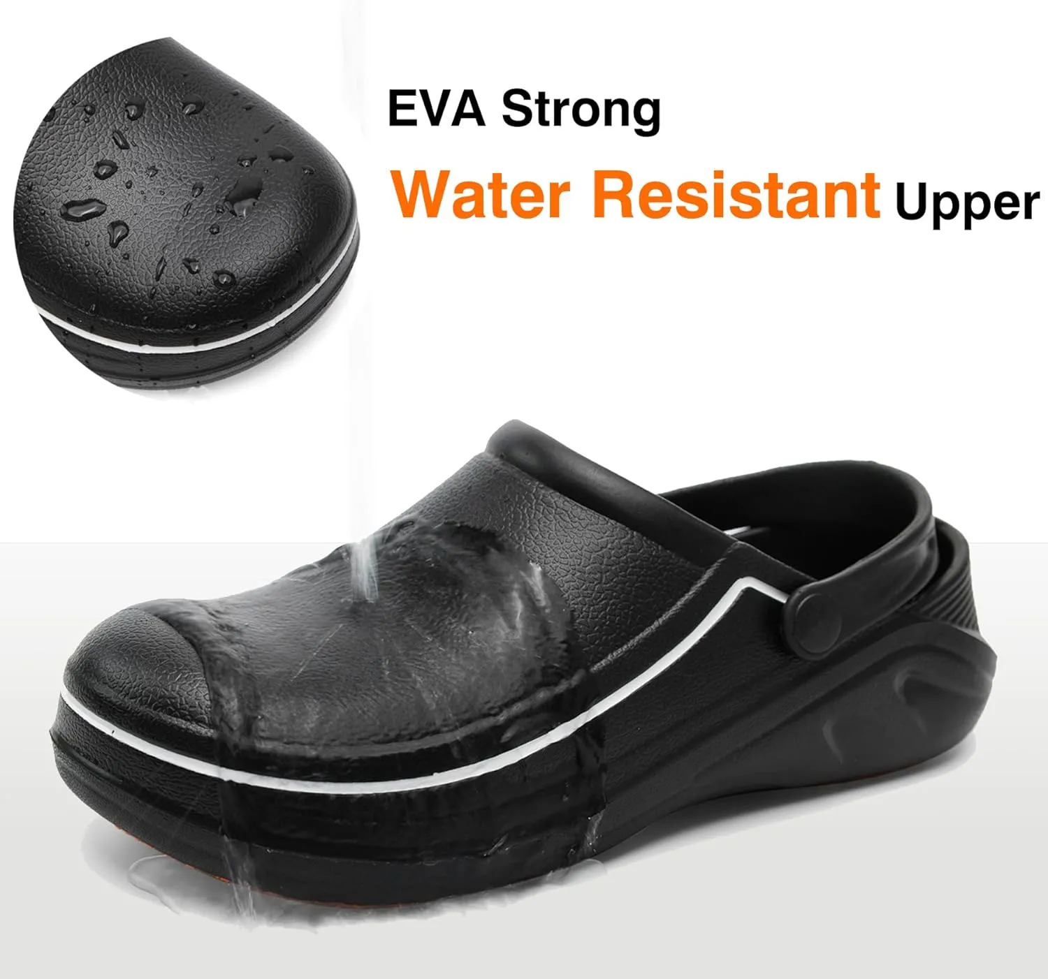 ZEENXIUYA Chef Shoes for Men Zapatos para Cocina Hombres Women Non Slip Waterproof Kitchen Work Clogs Comfortable Nursing Food Service Indoor and Outdoor Office Seaside Black