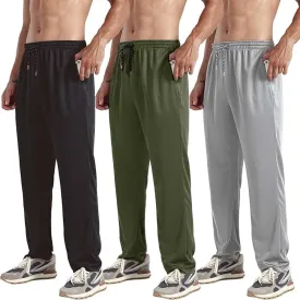 ZH 3-Pack Men's Mesh Jogger Pants, Comfortable Athletic Pants with Pockets for Active Wear, Lightweight & Breathable S-3XL